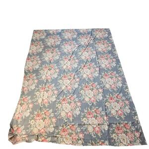 Vintage Ralph Lauren Floral Flat Sheet Blue Pink Cotton Made in USA 102x83